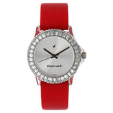 Fastrack, Women's  Watch Analog, Silver Dial Red Rubber Strap , 9827PP08
